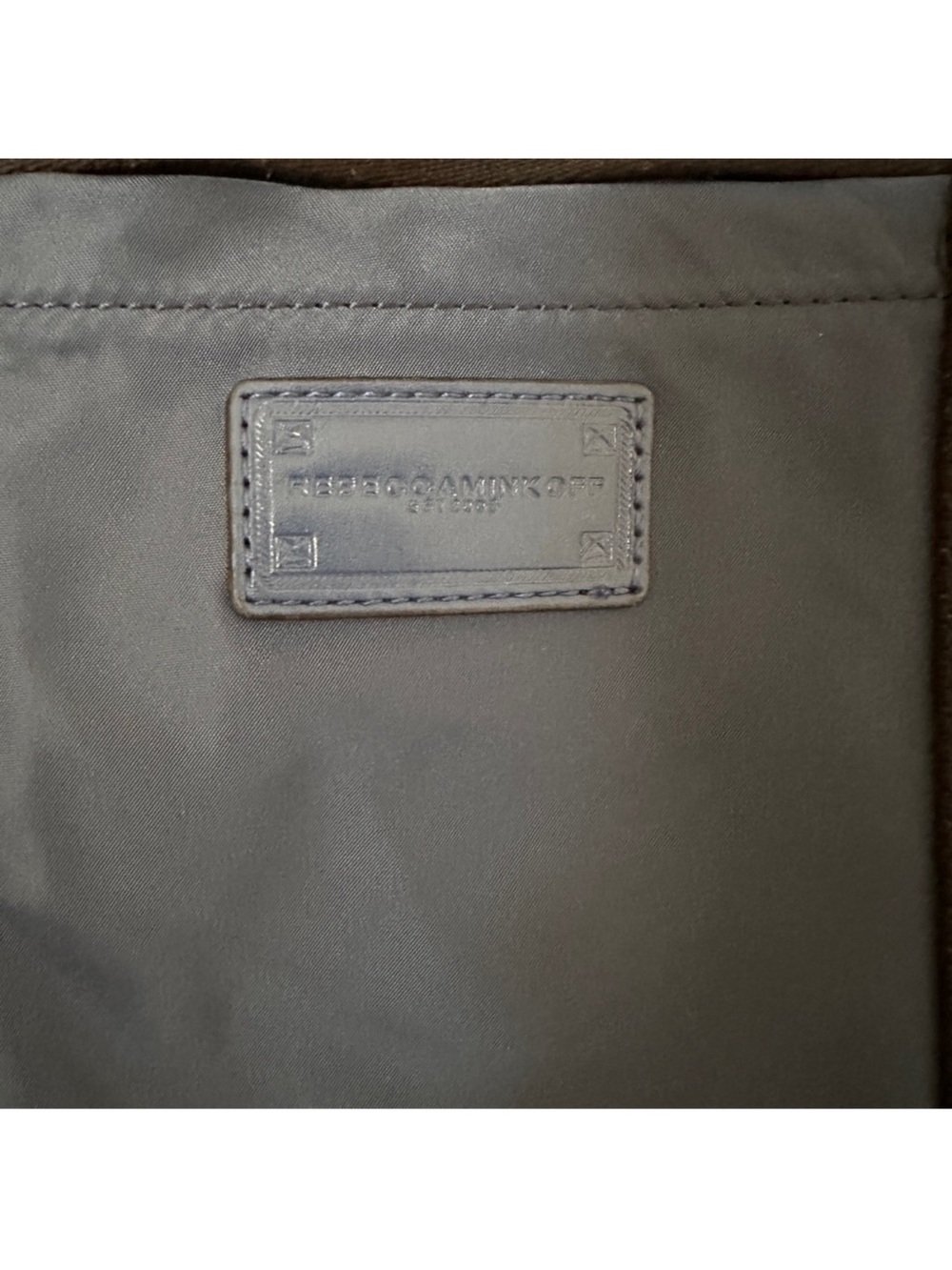 REBECCA MINKOFF North South Nylon Satin Tote Bag Navy/ Black - Picture 7 of 12